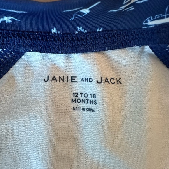 Janie and Jack Blue Toile Rash Guard 12-18M - Picture 2 of 6